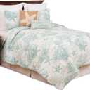 C&F Home Ocean Treasures Blue Starfish Sand Dollar King Bed Quilt Set All Seasons Summer Seashell Coral Beach House Reversible Lightweight Coverlet Comforter Nautical Bedroom Bedding Decor Decoration