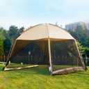 GVDV Screen House Tent 11x11 Ft Mesh Net, Outdoor Camping Screen Room Sun Shade Gazebo Shelter Included Carry Bag, Easy Setup & Waterproof, Perfect for Family Picnic, Backyards, BBQ and Party (Khaki)