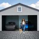 Sliding Garage Door Screen 2 Car with Track Closure,16x7Ft Garage Door Retractable Privacy Curtain Keep Annoying Animals Out Easy Install Heavy Duty Fiberglass Mesh Net for 2 Car Garage B1