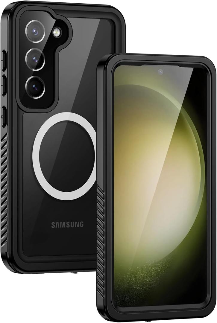Lanhiem Magnetic for Samsung Galaxy S23 Phone Case, IP68 Waterproof Dustproof, Built-in Screen Protector, Rugged Full Body Shockproof Protective Cover for Galaxy S23 5G 6.1 Inch, Black