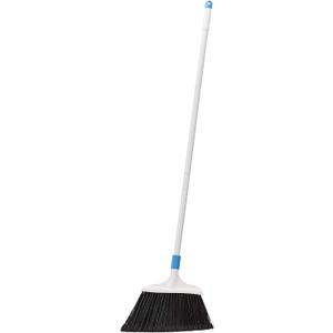 Amazon Basics Heavy-Duty Floor Cleaning Broom with Stiff Bristles, Sturdy 3-Piece Handle, Easy to Assemble, Indoor Outdoor Use for Driveways and Sidewalks, Blue and White