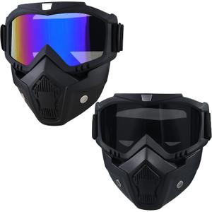 Motorcycle Helmet Riding Goggles Glasses with Removable Face Mask,Vintage Bullet Fight Motocross,Paintball Mask Anti Fog,Tactical Full Face Mask Ski Mask Goggles Detachable Adjustable