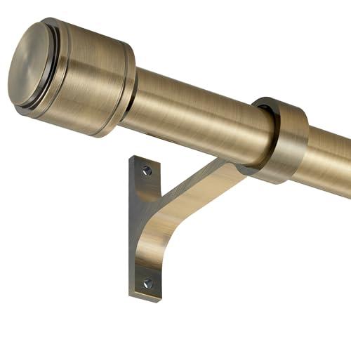 Lwiiom Antique Bronze Curtain Rods for Windows 16 to 28 Inch, 1 Inch Diameter Blackout Dapery Rod with Aluminum Cylinder Finials and Full Surround Brackets for Wall and Ceiling Mount