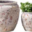 Yundu Concrete Planter Set of 2, The planters for Indoor Plants, 12.5 & 8.5 inch pots for Plants, Plant pots Indoor with Drain Hole, Modern dcor for Home, Office and Other Indoor and Outdoor Dcor (White, Yellow and Orange)