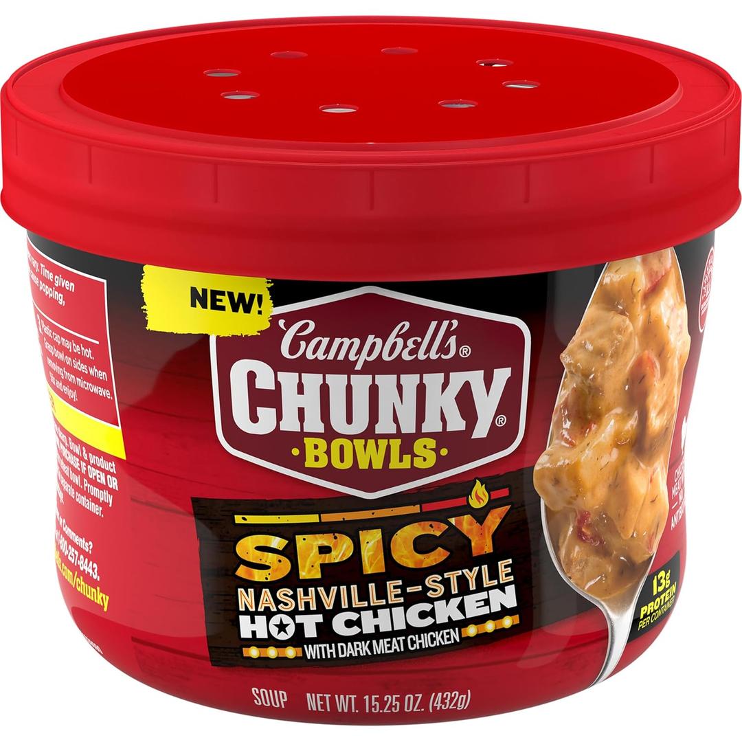 Campbells Chunky Spicy Nashville-Style Hot Chicken Soup, 15.25 oz Bowl