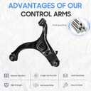 Front Lower Left & Right Side Control Arms w/Ball Joints Suspension Kits Replacement for 2010-2012 Hyundai Santa Fe, for 2011-2013 Kia Sorento MS90153 MS90152 (2PCs)