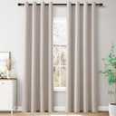 Joywell Natural Linen Full Blackout Curtains 84 Inches Long,Grommet Thermal Insulated Black Out Room Darkening Window Textured Drapes for Bedroom Living Room Nursery,2 Panels Set,52 x 84 Inch