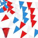 165 Feet Red Blue White Pennant Banner Patriotic Triangle String Flag 4th of July Bunting Flag Hanging Banner Garland for American National Day Graduation Birthday Wedding Party Outdoor Garden Decor