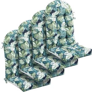 Geelin 4 Pcs Adirondack Chair Cushion High Back Patio Rocking Chair Cushion 44 x 19 x 4 Inch Tufted Weather Resistant Fade Resistant Seat for Patio Rocking Seat (Monstera Teal Tones)