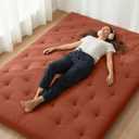 ZonLi Japanese Floor Futon Mattress Queen Size 80"x 60", 100% Cotton Cover 2.5'' Thicken Tatami Mattress, Foldable Sleeping Pad, Portable Dormitory Tatami Mat, Roll Up Floor Lounger Bed for Adult