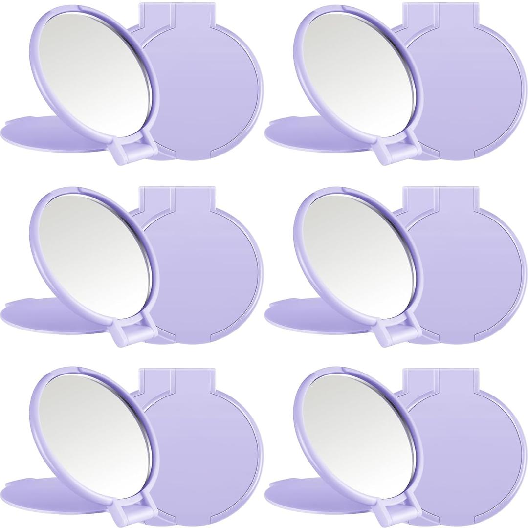 Jetec 12 Pieces Compact Mirrors Bulk Gifts Mini Vintage Pocket Mirrors for Purse Small Portable Folding Round Makeup Stuffs for Travel Daily Use Party Favors Women (Purple)