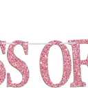 Class of 2026 Banner, Congrats Grad Bunting Sign for 2026 High School College Graduation Bachelor Master Party Decorations Supplies, Black and Pink Glitter
