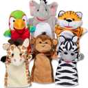 Melissa & Doug Safari Buddies Hand Puppets, Set of 6 (Elephant, Tiger, Parrot, Giraffe, Monkey, Zebra) Soft, Plush Animal Hand Puppets For Toddlers And Kids Ages 2+
