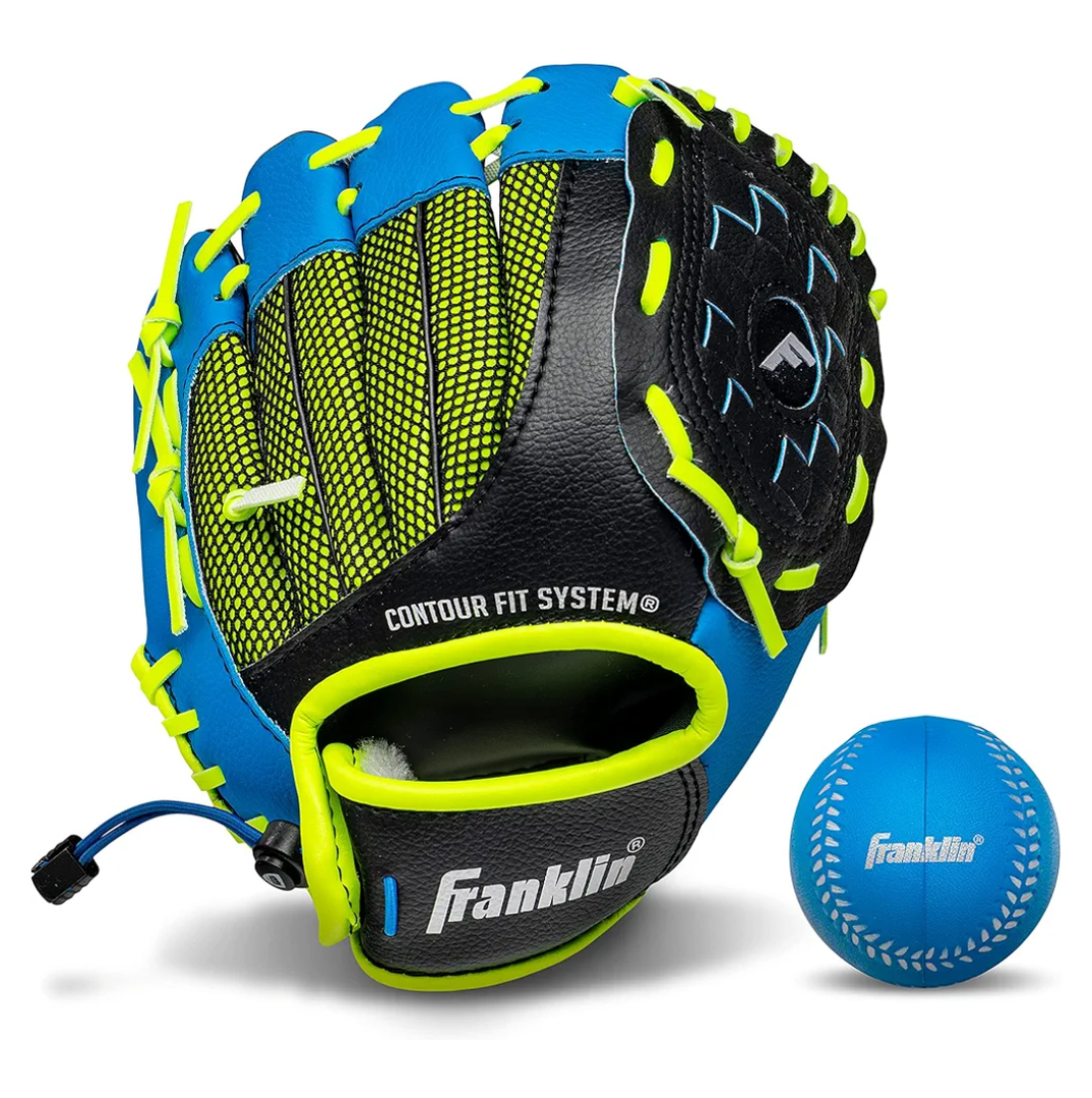 Franklin Sports Youth Teeball Glove - 9.0 Inch Neo-Grip Synthetic Leather Fielding Glove - Left & Right Handed Ready To Play with Bal