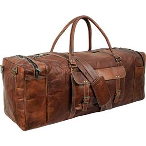 Leather Duffel Bag Large 32 Inch Single Pocket | Travel Tote Carryon Bag Gym Sports Weekender Overnight | Duffle Bag For Men and Women