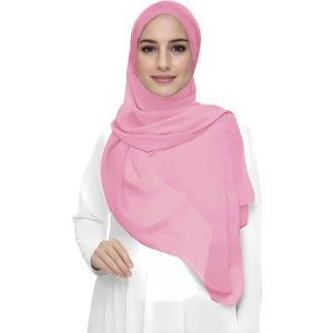 Premium Chiffon Hijab Head Scarf Shawl Wrap for Muslim Women Lightweight (Pink)