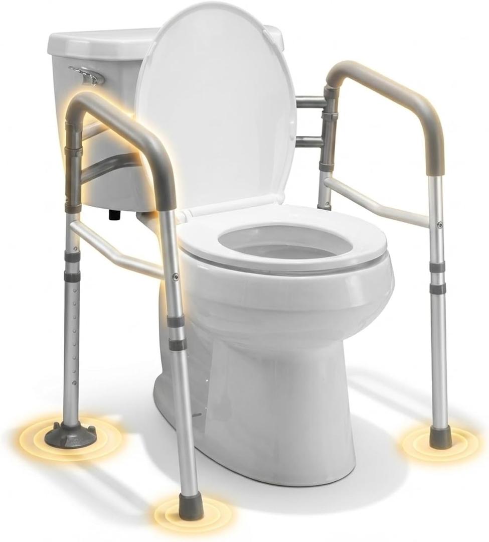 Adjustable Toilet Safety Handle Fully Adjustable Height & Width Rail for Toilets Strong Support Up to 300lb Easy ToolFree Installation Ideal for Seniors, Pregnant & MobilityChallenged