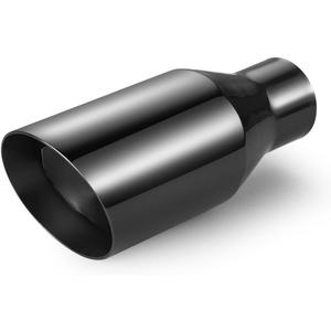 Exhaust Tip 3 Inch Inlet, 3" Inlet 5" Outlet 12" Overall Length Stainless Steel Chrome-Plated Exhaust Pipe,Angle Cut,Weld On,Chrome Black