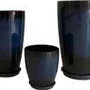 24/21/11 Inch Tall Planter Pots Garden Plastic Planters - Set of 3 for Indoor & Outdoor Use - Decorative Lightweight Flower Pots