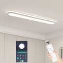 Smart 4Ft Linear LED Ceiling Light, 68W Dimmable Flush Mount Wraparound Fixture with Remote Control, Modern Metal Design, Suitable for Energy-Saving LED Lighting for Home Use