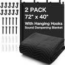 2PCS 72" x 40" Sound Dampening Blanket with Grommets,Heavy Duty Sound Absorbing Blanket for Recording Studio,Noise Reduction Soundproof Blanket,Light Blocking Acoustic Moving Blanket,Podcast,Theater
