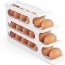 Sotfamily Egg Holder for Fridge, 4 Tiers, Egg Roller for Eggs 24 Count | Auto Rolling Egg Storage Organizer for Refrigerator, Slim Space Saving Container, Dispenser