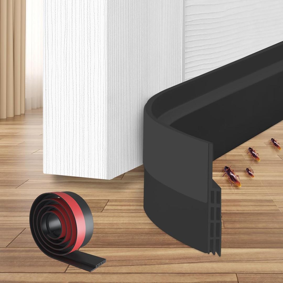 Ohuhu Door Draft Stopper Weather Strip-Under Door Draft Blocker Door Sweep Seal Strip for Exterior Interior Doors-Cold Winter Door Gap Filler Bottom Noise Block Draft Guard Insulator 39" L x2 W Black (39" L x2 W, Black)