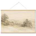 VIYYIEA Extra Large Canvas Wall Art, 54x36 Inch Soft Watercolor Landscape Painting, Tranquil Nature Scene with Trees and Hills Wall Decor for Living Room, Bedroom, Above Sofa
