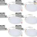HALO HLB Recessed Lighting 6 Inch LED Thin Canless, Dimmable w/Selectable Color Temperatures, 6-Pack -HLB6099FS1EMWR-6PK, Size: 6 inch