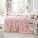Bedsure 3D Fleece Bubble Blanket for Couch - Pink Throw Mothers Gifts Day Cute Blanket for Sofa Bed Room Decor - Luxury Soft Cozy Spring Birthday Gift for Women Girls, Lightweight, Light Pink, 50"x60"