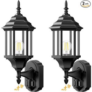 Redluck Motion Sensor Outdoor Lights, 2 Pack 16 inch Dusk to Dawn Outside Porch Lights, Waterproof AntiRust Aluminum Outdoor Wall Lights Exterior Lighting Fixtures for House, Garage, Front Door