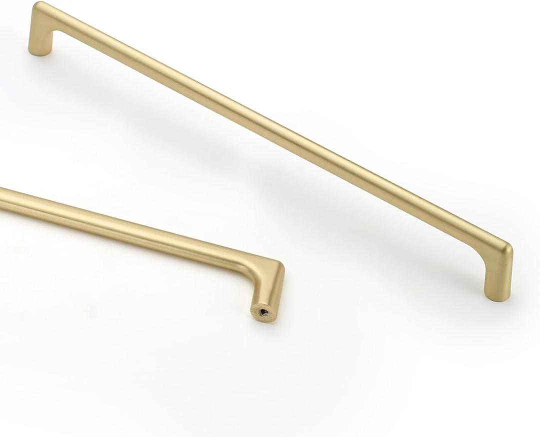 Asidrama 10 Pack 10 Inch(256mm) Brushed Gold Cabinet Pulls Cabinet Handles Cupboard Handles Kitchen Cabinet Hardware for Cupboard Drawer Pulls (10" Hole Center)