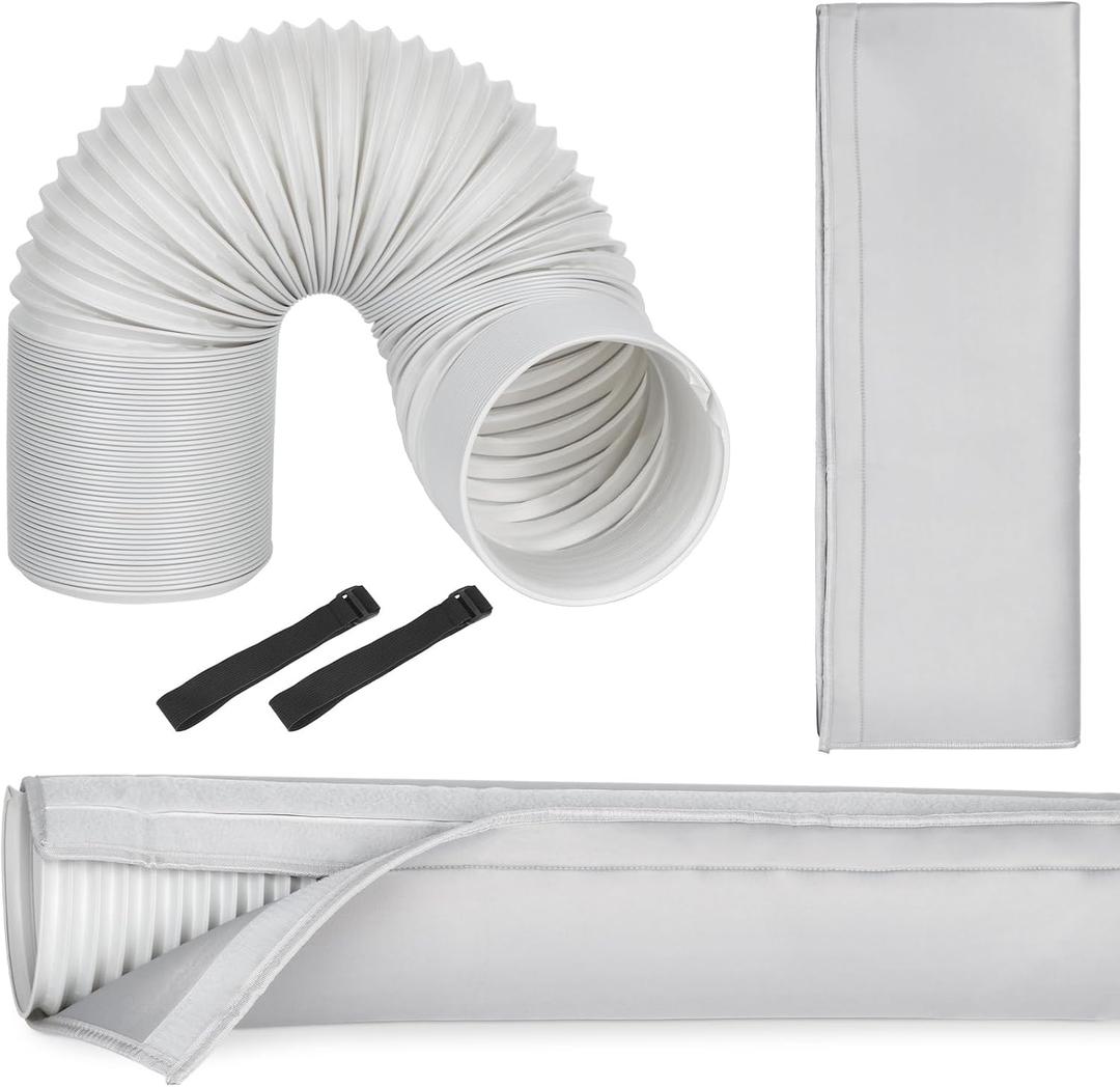 HOXHA Portable Air Conditioner Hose with Insulated Hose Cover Warp 5.9 Inch AC Exhaust Vent Duct Hose with Sleeve Fit 5 Inch to 5.9 Inch Universal AC Tube Hose Kit Parts Accessories