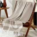 Lightweight Woven Throw Blanket Cotton Large Soft for Chair Couch Sofa Bed Festival Decorative Summer Manta para Beige Neutral Fall Farmhouse Antique Vintage Primitive Cottage Nursery Decor Beige