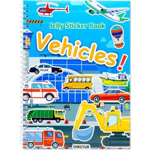 Jelly Sticker Books for Toddlers 2-4 Years, Reusable Sticker Book for Kids 1-3, Toddler Easter Basket StuffersTravel Essentials Vehicles Stickers for Kids Toddler Plane Activities (Vehicles)