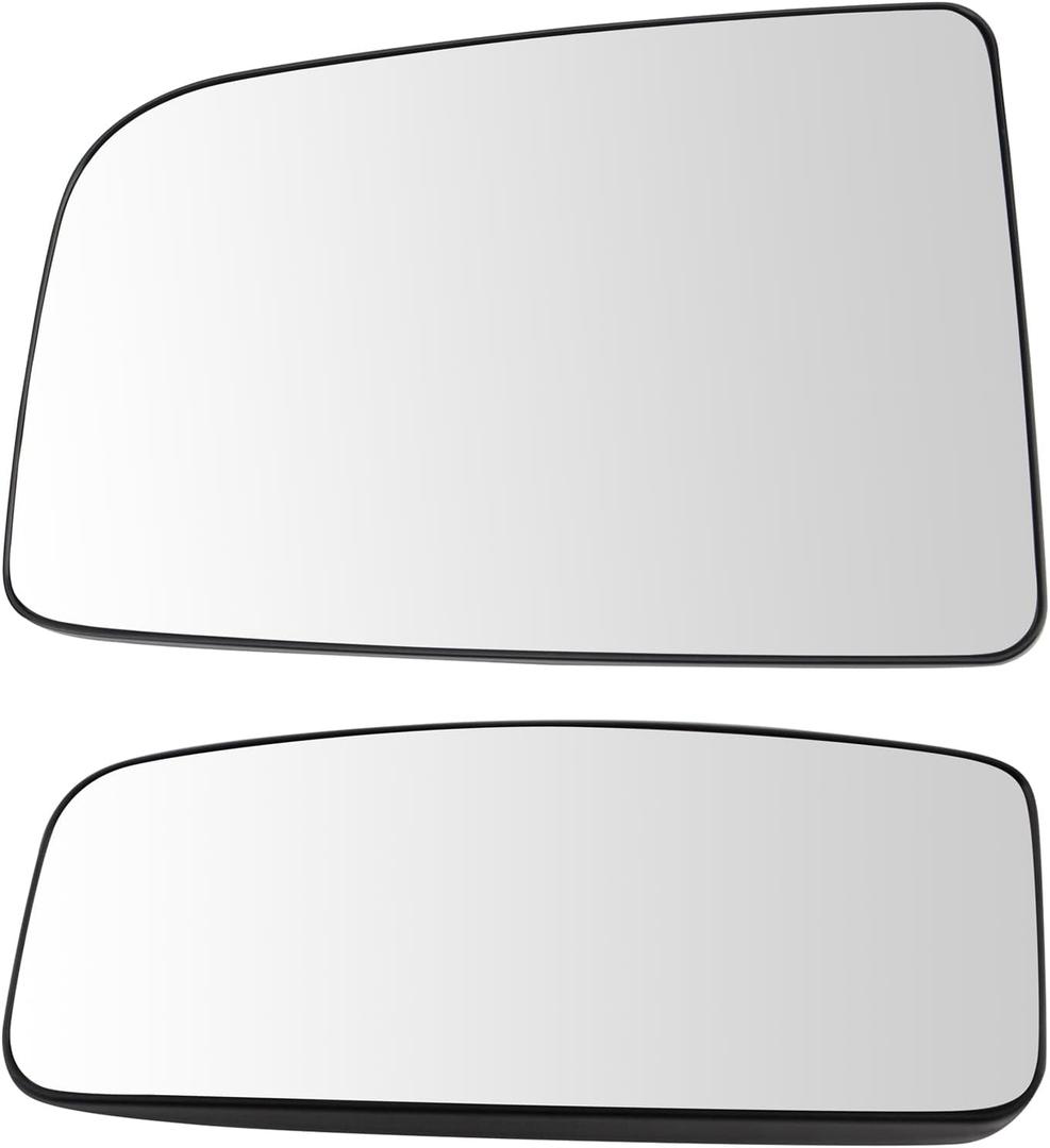 TRQ Passenger Side Upper and Lower Mirror Glass Set Compatible with 2007-2009 Dodge Sprinter 2500 Sprinter 3500 CH1325161 CH1325162 MB1325115