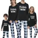 VENTELAN Family Matching Christmas Pajamas Set Holiday Santa Claus Sleepwear Xmas PJS Set for Couples and Kids (3T, Black-plaid)