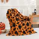 SOCHOW Halloween Jacquard Throw Blanket, Fuzzy Soft Cozy Warm Pumpkin Ghost Fall Decor Holiday Blanket for Couch, Sofa and Bed, 50 x 60 Inches, Orange/Black