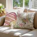 Happy Easter Throw Pillow Covers 18x18 Set of 4, Pink Pillow Cases for Sofa, Spring Eggs Bunny Decorative Pillow Covers, Easter Polyester Linen Cushion Covers for Couch Sofa Outdoor Patio Decor