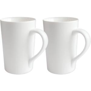 2 Packs 12 OaZ Ceramic Coffee Cup Simple Pure White Ceramic Cup Plain Large Tall White Milk Tea Coffee Mug with Handle