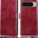 SUANPOT Compatible with Google Pixel 10/10 Pro 6.3" Wallet case with RFID Blocking Credit Card Holder,Flip Book PU Leather Protective Cover Women Men for Pixel 10 Phone case Red