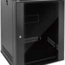 Tecmojo 15U Wall Mount Rack Network Cabinet for 19" IT Equipment,with Lockable Glass Door and Side Panels,Cooling Fan,17.7inch Depth,Black (15U)