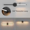Black Wall Sconce for Bathroom 28In Hardwired Vanity Light Fixture 3000K Indoor Bathroom Sconce Over Mirror 360 Rotate for Living Room