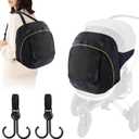 Abnaok Stroller Organizer Bag for Doona with 2PCS Double Stroller Hook, Infant Car Seat Stroller,Large Capacity Diaper Bag, Stroller Accessories Easy Access Zipper Design