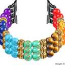 7 Chakra Natural Gemstone Yoga Beads Reiki Healing Bracelet Beaded Band Compatible with Apple Watch 10 9 8 7 SE 6 5 4 3 Elastic Strap for iwatch 38mm 40mm 42mm 44mm for Women