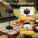 Solar Table Lamp, Waterproof Shower Lamp with 3 Color Dimmable, Rechargeable LED Lamp for Outdoor, Patio, Bedroom, Garden, Camping, Bathroom, (Black)