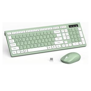 Wireless Keyboard and Mouse Combo, FullSized Wireless Keyboard and Adjustable DPI Mouse, 2.4GHz USB Receiver, Silent Keyboard and Mouse for PC, Windows, MAC, Desktop, Laptop (Avocado Green)