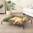 Cooling Elevated Dog Bed for Large Dogs, Outdoor Raised Dog Beds Portable Dogs Cot Bed W/Breathable Mesh, Pet Cots W/Removable Waterproof Bolster