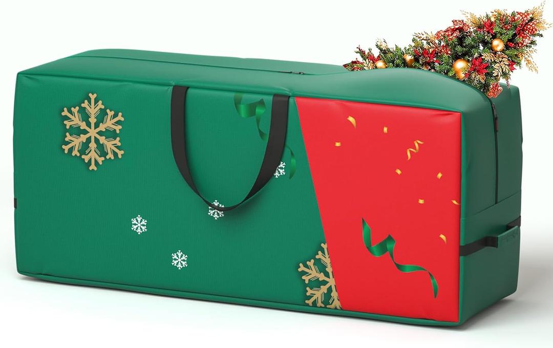 Christmas Tree Storage Bag - 7.5 ft Foldable Storage Bag Durable Heavy Duty 600D Polyester Oxford with Handle, Dual Zippers - Large Storage Container for Trees, Decorations and Your Want , Green 