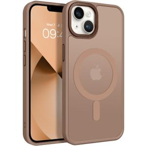BENTOBEN Magnetic for iPhone 13 Case & iPhone 14 Case Compatible with Magsafe, Translucent Matte Phone Case iPhone 13/14 6.1 inch Slim Thin Shockproof Women Men Protective Cover, Brown